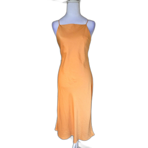 NWT Sage the Label Apricot Slip Midi Dress Criss Cross Back Minimalist Summer L - Picture 1 of 8